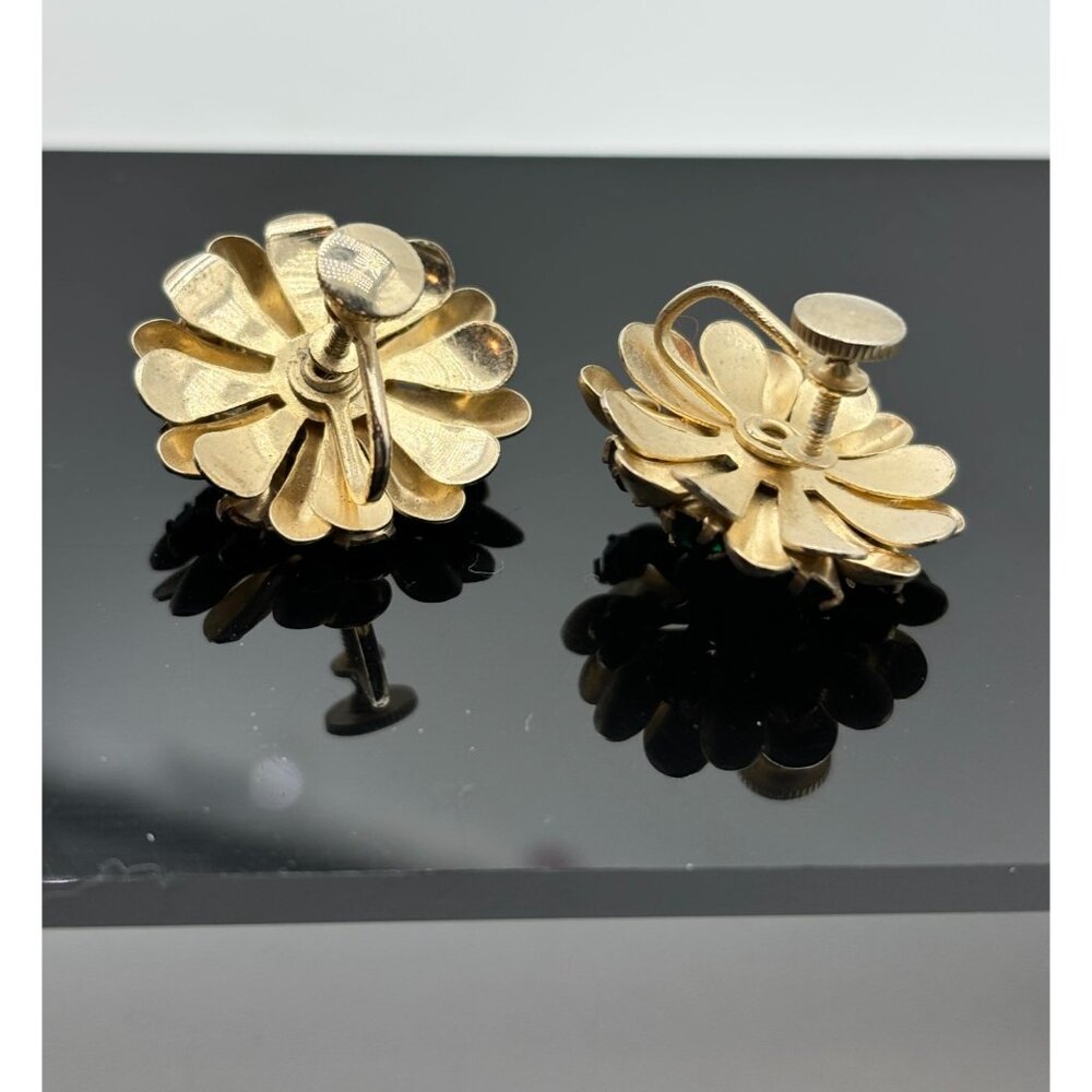 1950s Goldtone Rhinestone Brooch Earrings Compact-Very RARE - Picture 5 of 14